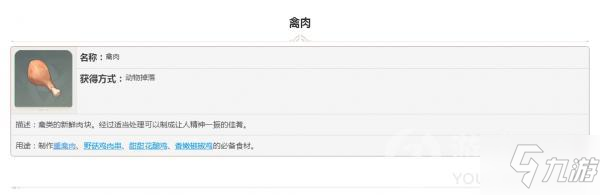 原神采集素材禽肉圖鑒大全