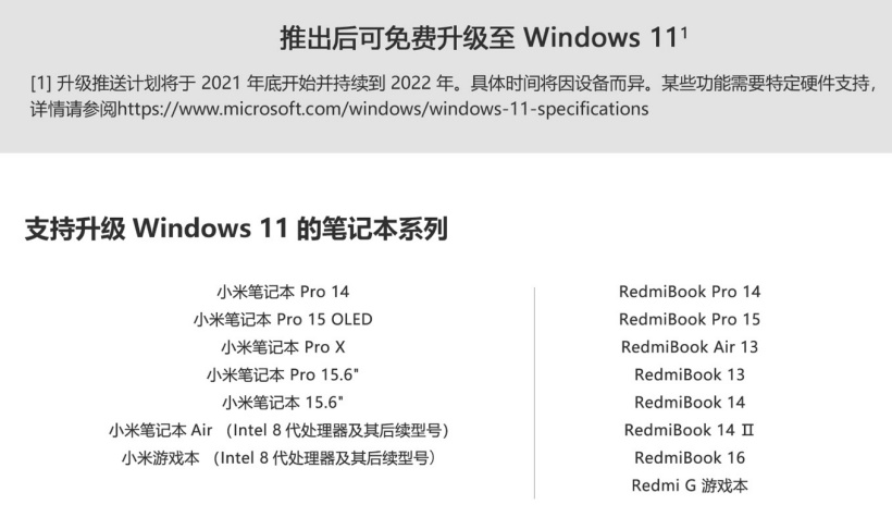小米公佈旗下支持 Win11 的筆記本電腦名單